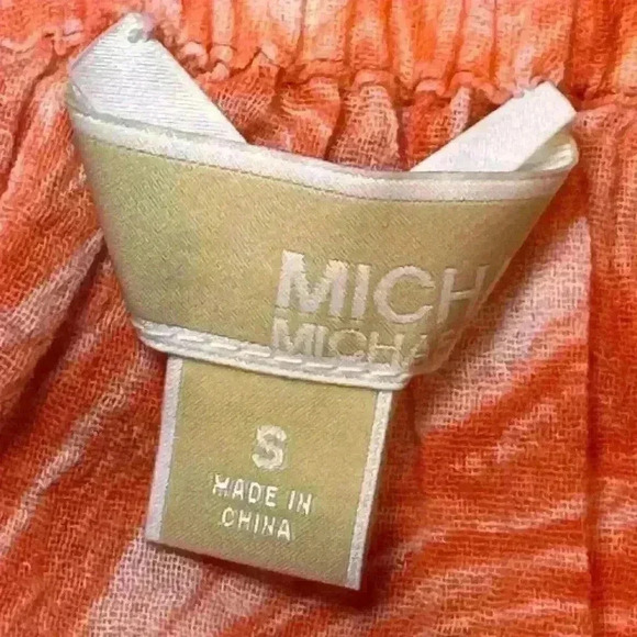 Michael Kors Women's Orange Geometric Off Shoulder Tunic Blouse Small - Picture 4 of 7